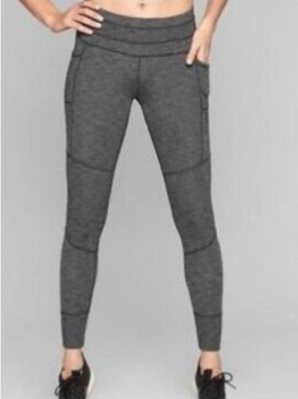 Athleta Excursion Leggings Womens Heather Gray Workout Athleisure Large Petite